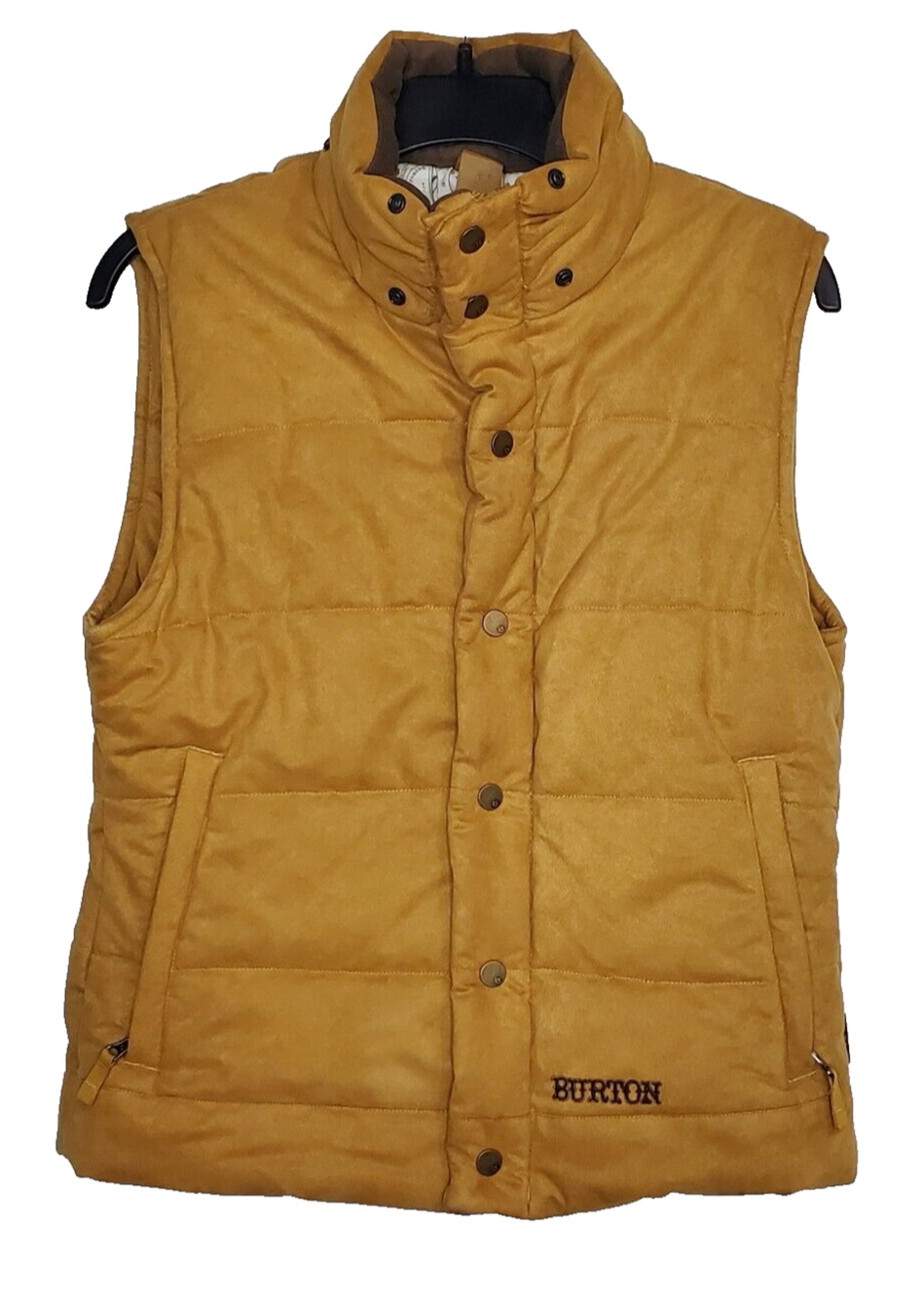 Burton Vest Womens Brown Suede Puffer Snap Zip Quilted Insulated Embroidery SZ M
